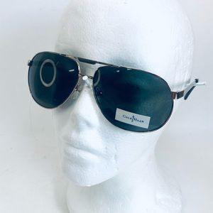 Vtg Cole Haan Gold Rim Aviator Sunglasses Mens C703740 Smoke Green Lens NWT $98